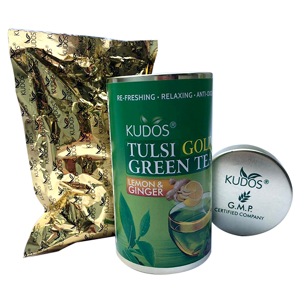 Tulsi Gold Green Tea Lemon & Ginger-bote 100g.
