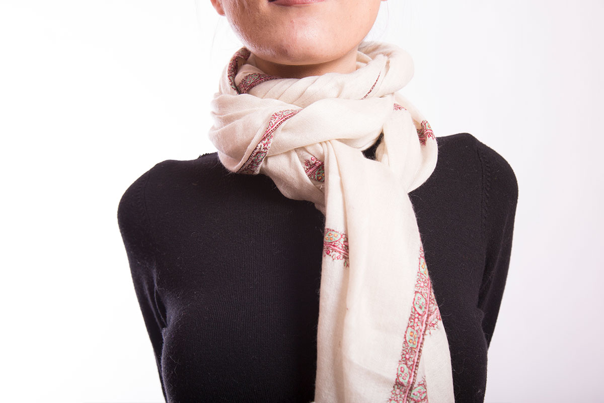 Pashmina de Fibra de Cabra de Cashemere Blanca