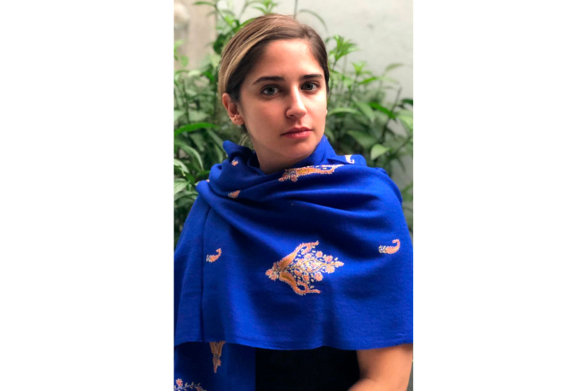 Pashminas de lana día/noche, azul