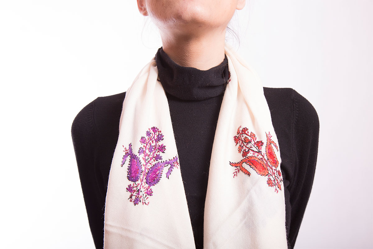 Pashminas de lana día/noche, blanca