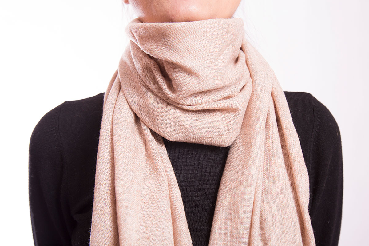 Pashmina de Lana Gruesa de Cashmere tipo bufanda, beige