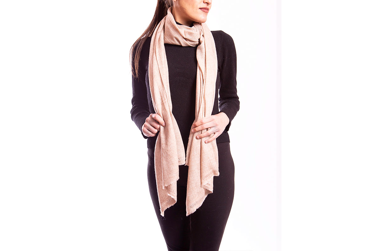 Pashmina de Lana Gruesa de Cashmere tipo bufanda, beige