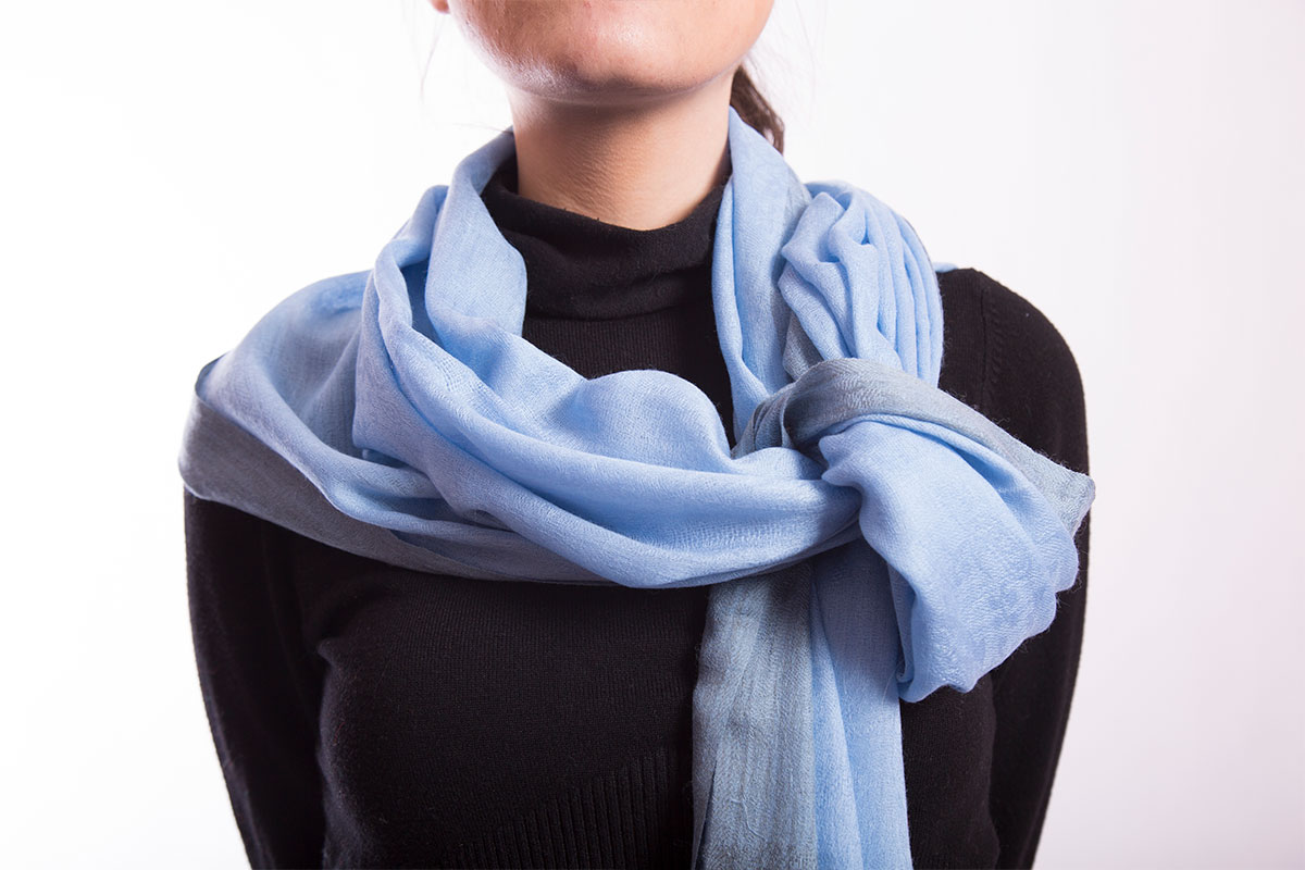 Pashmina de Lana Fina de Cashemere, azul