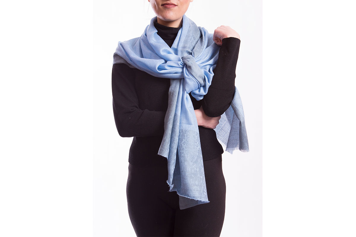 Pashmina de Lana Fina de Cashemere, azul