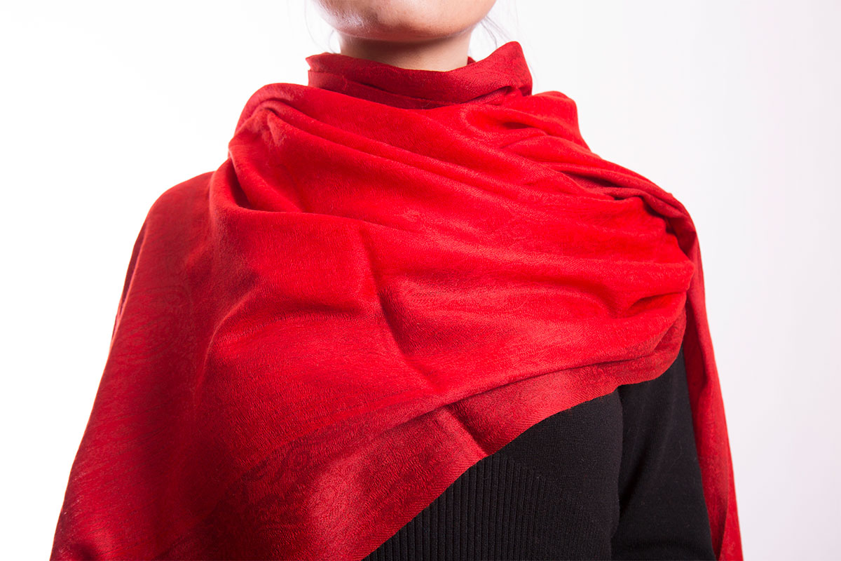 Pashmina de Lana Fina de Cashemere, rojo