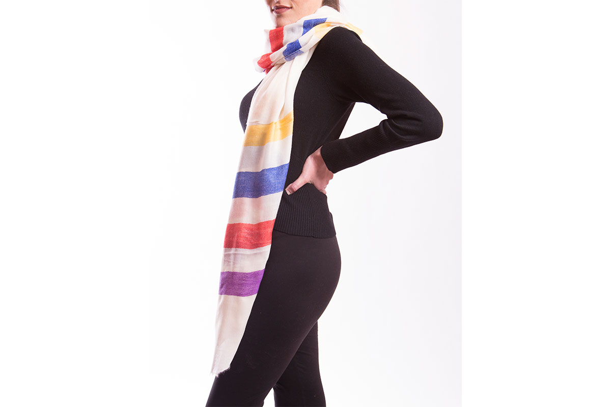 Pashmina de Lana Fina de Cashemere rayadas, colores