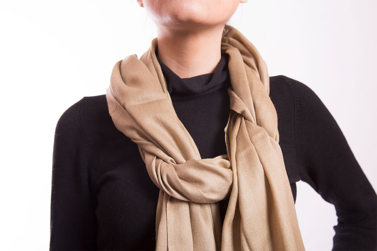 Pashmina de Lana Fina de Cashemere un color, beige