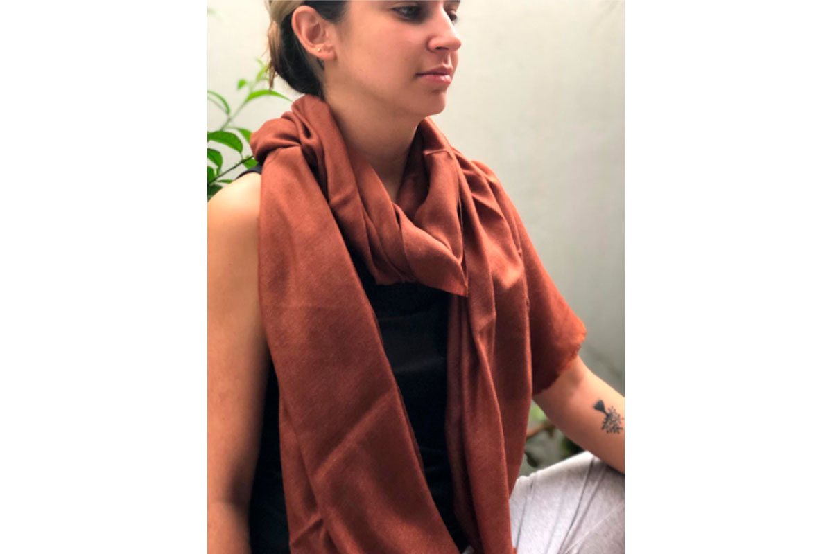 Pashmina de Lana Fina de Cashemere un color, chedron