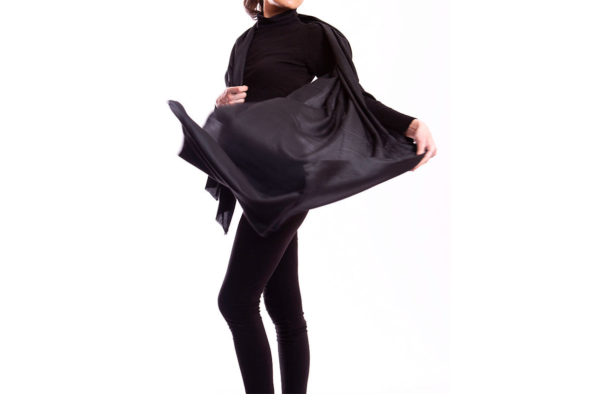 Pashmina de Lana Fina de Cashemere un color, negro